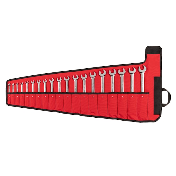 Reversible 12-Point Ratcheting Combination Wrench Set with Pouch, 19-Piece (6-24 mm)